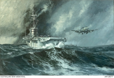 Mounted print of H.M.A.S.Sydney in Korean waters