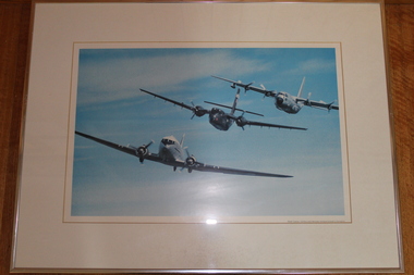 R.A.A.F. Dakota, Caribou Hercules Transport Flying in formation., Frames Picture, Framed picutre R.A.A.F. Transport flying in formation