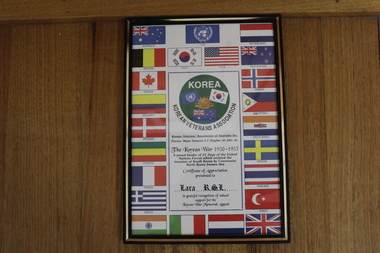 The Korean War 1950-1953 Certificate of Appreciation