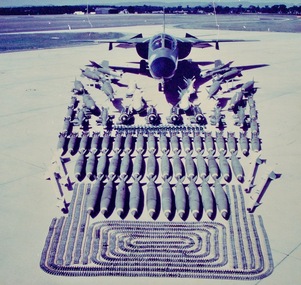 Picture F-111 A8-146 with a selection of the ordinance it can deliver, Picture Australian Aircraft Aardvark--the General Dynamics F-111 and array of weapons available to be used in association with F-111 Aircraft
