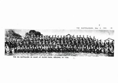 Photograph, THE 8TH BATTALION IN CAMP AT ELCHO FARM, GEELONG IN 1934, 1934