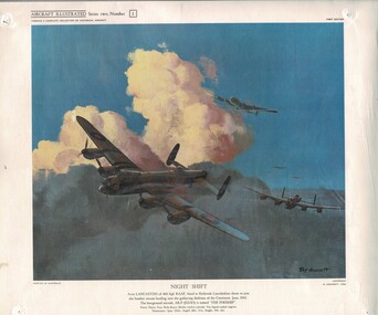 Coloured Print of Avro Lancasters, Night Shift