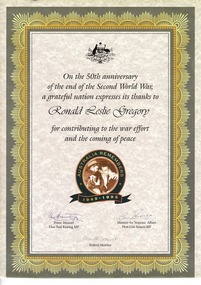 Certificate Expression of Thanks, Award