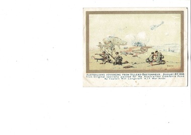 greeting Card 8/8/1918, Advance from Villers-Bretonneux 8/8/1918 & Capture of Hamel 4/7/1918 & Captured German Tank