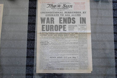 Newspaper - The Sun Newpaper 8th May 1945, Uncondition Surrender By Germans to All Allies