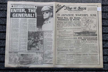 Newspaper - My War Part 25 Newspaper The Sun dated 9/5/1942 - 10 Japanese Warships Sunk