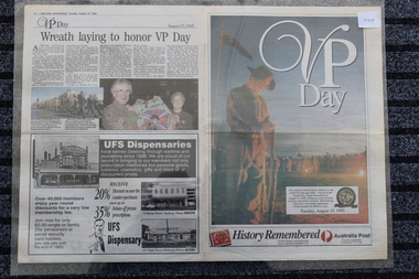 Newspaper - The Geelong Advertizer dated 15/8/1995 - 50 Anniverary lift out - VP Day, 50 Anniverary lift out - VP Day