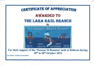 Certificate of Appreciation