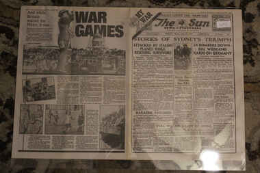 Newspaper - The Sun Dated 22/7/940 - My War Part 8 - HMAS Sydney Attacked by Italian Planes = Sydney Triumph, Stories of Sydney's Triumph - The Sun Newspaper Dated 2/7/1940 - Special - My War Part 8