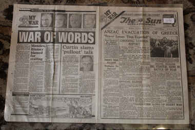 Newspaper - The Sun Newspaper - Special - Dated 0/4/1941 - My War Part 13 - ANZAC Evacuation of Greece