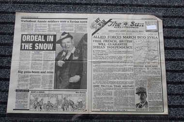 Newspaper - The Sun Newspaper Dated 9/6/1941 - Special - My War Part 16 - Allied Forces March Into Syria, Local Newspaper Dated 9/6/1941 - Reporting on Events Of World War 2