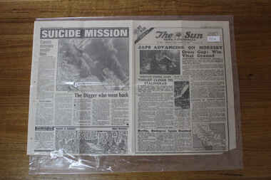 Newspaper - The Sun Newspaper Dated 11/9/1942 - Special - My War Part 32 - Japs Advance On Moresby - The Kokoda Horror, Local Newspaper reporting On Events Of World War 2 - dated b11/9/1942 - Special - My War Part 32