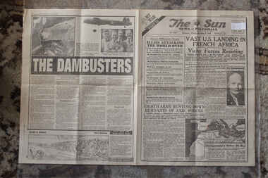 Newspaper - The Sun Newspaper dated 9/11/1942 - Special- My War Part 33 - Vast U.S. Landings in French Africa - The Dam Busters, Local Newspaper dated 9/11/1942 reporting on World War 2 Events - My War Part 33