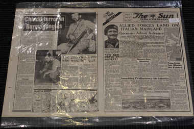 Newspaper - TheSun Newspaper Dated 4/9/1943 - Special - My War Part 38 - Allied Forces and On Italian Mainland - Chindit Terror In Burma Jungles, Local Newspaper Dated 4/9/1943 - Special My War Part 38 - Allied Forces and On Italian Mainland - Chindit Terror In Burma Jungles