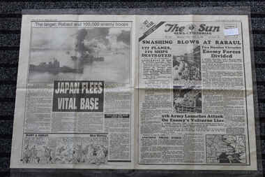 Newspaper - The Sun Newspaper Dated 15/10/1943 - Special - My War Part 40, Local Newspaper Dated 15/10/1943 - Reporting on World War 2 Events - Smshing Blows at Rabaul - Japan Flees Vital Base