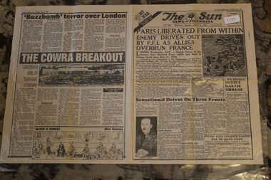Newspaper - The Sun Newspaper dated 24/8/1944 -Special _ My War Parrt 44, Local Newspaper dated 24/8/1944 reporting on World War 2 Events - Special My War Part 4 -Paris Liberated By FFI - The Cowra Breakout
