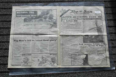 Newspaper - The Sun Newspaper dated 27/9/1944 - Special - My war Part 46, Local Newspaper reporting on World War 2 events - Special My War Part 46 - Arnhem Skytroopers Fight On = Burma The Forgotten War