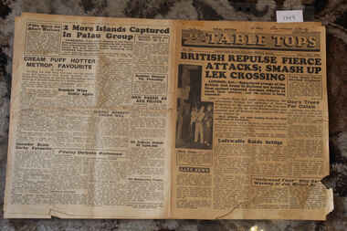 Newspaper - Table Tops Newspaper Dated 1/10/1944, Table Tops Newspaper Dated 1/10/1944 Armed Forces Australian  produced for Australian Troops