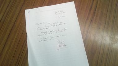 Letter to Ian Cramer