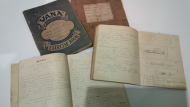 Memorabilia - Collection of four exercise books containing study notes for aircraft fitter and rigger