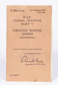 Booklet - R.A.F Signal Manual Part V, Ground Signal Codes (Provisional)