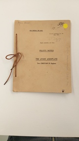 Booklet - Pilots Notes Manual, The Anson Aeroplane, Two Cheetah Engines