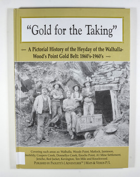 Hardcover. The cover is a gold colour. The front cover has a photograph of a group of miners in front of the entry to a mine. On the top entry timber piece is a sign saying "Old Mine". The beginning of the wording is obscured by one of the miners standing in front of the entry. There is also an old mining trolley standing on tracks which lead into the mine.There is also an old gold mining dish sitting on a rock to the left of the entry into the mine.On the back cover is a photograph of Walhalla in modern times as well as a photograph of the publisher of this book. There is also a blurb about the publisher.
