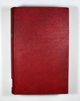 Red cover with the title and volume written on the spine in gold lettering. Both front and back inside covers have a photograph of 'The school at Drummond North' Photo: Geoff Mauger