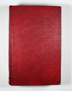 Red cover with the title and volume written on the spine in gold lettering. Both front and back inside covers have a photograph of 'The school at Drummond North' Photo: Geoff Mauger 