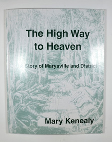 Front cover has a drawing which depicts the Black Spur. There are timber workers on the road cutting timber as well as a man riding one horse whilst leading a pack horse. The drawing is done in green pencil.