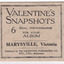 An envelope with 6 black and white photographs of scenic attractions taken in and around Marysville in Victoria. Photographs are gloss finish with the title of the photograph printed along the lower edge of the photographs.