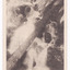 Shows the Cora-Lynn waterfalls at the Meeting of the Waters near Cumberland Creek. Shows the waterfall cascading down the mountain. In the foreground there is a fallen log lying across the falls. In the background are some tree ferns. On the reverse of the postcard is space to write a message and an address and place a postage stamp. The postcard is unused.