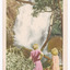Shows two ladies standing at the foot of Steavenson Falls in Maryville in Victoria. Shows the ladies looking at the bottom tier of the waterfalls cascading large boulders. The waterfalls are surrounded by forest and across the top of the tier there is a fallen log. The title of the postcard is shown along the lower edge of the postcard. On the reverse of the postcard is a space to write a message and an address and to place a postage stamp. The postcard is unused.