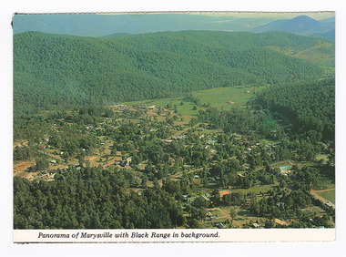 Shows a view of Marysville in Victoria. On the reverse of the postcard is a hand written message.