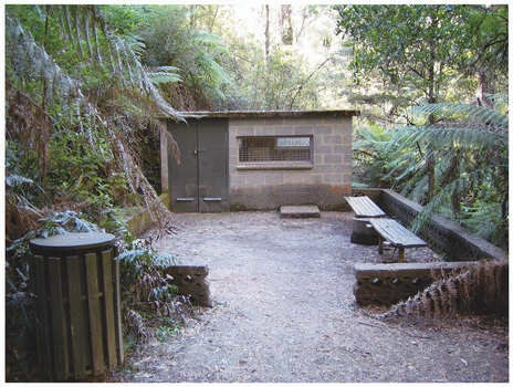 Shows the pumping station at Steavenson Falls in Marysville in Victoria.