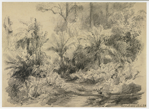 A copy of an early pencil sketch of Fernshaw in Victoria.