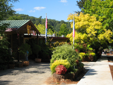Shows the Cumberland Guest House in Murchison Street in Marysville in Victoria.