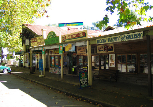Shows the We're 4 You Supermarket in Murchison Street in Marysville in Victoria. 