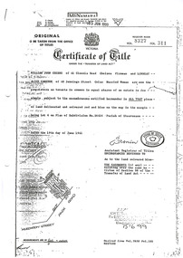 Shows a Certificate of Title for the land on which Past Favorites was located in Marysville in Victoria.