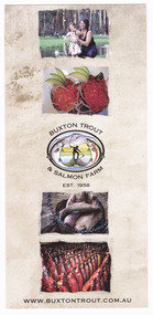 Shows a series of photographs of activities and produce available at the farm. Shows the logo of the farm with the website address on the lower edge. Reverse shows a synopsis of the activities available and information about the farm. Shows a small map of the location as well as opening hours, address, telephone numbers, email address and website address.