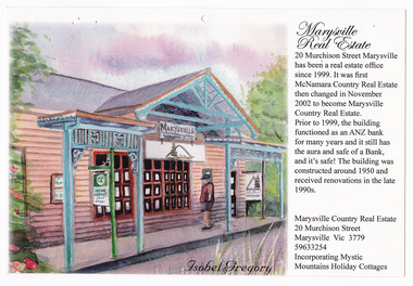 Shows an illustration of the front facade of Marysville Real Estate in Marysville in Victoria.