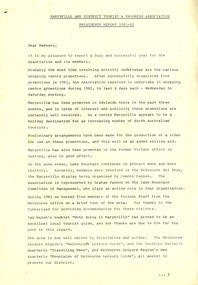 Shows the President's Report for the Marysville and District Tourist and Progress Association for the years of 1981 to 1982.