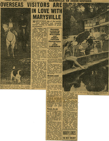 Shows a newspaper article regarding the need for the government of the time to make improvements on roads and to infustructure at tourist sites in the Marysville area.