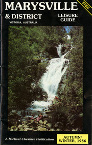 Shows a leisure guide to Marysville and the surrounding district. Offers information on accommodation, leisure activties, and service available in the area. Shows maps of the township of Marysville and of the surrounding district. Front cover has a photograph of Steavenson Falls.