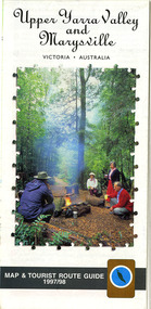 Shows a large fold-out map of the Upper Yarra Valley including Marysville and Warburton. Shows a number of photographs of different attactions and activites in the Upper Yarra Valley. Shows information regarding accommodation options in both Marysville and Warburton.