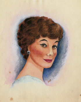 A copy of a colour portrait of an unknown woman painted by Harold Coney, a former resident of Marysville.