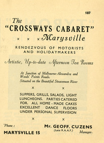 An advertisement regarding The Crossways Cabaret in Marysville.