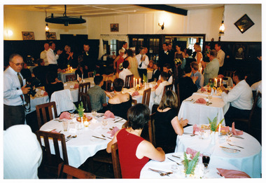 A colour photograph of the interior of The Crossways in Marysville during a wedding in November 1999.