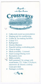 An information flyer regarding The Crossways accommodation in Marysville.