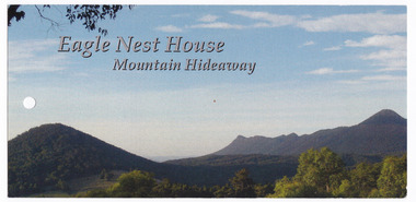 An information flyer regarding Eagle Nest House Mountain Hideaway in Buxton.